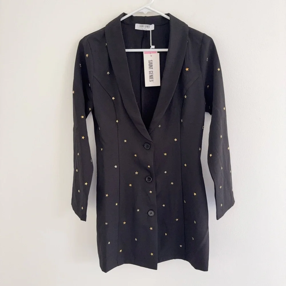 Saint Genies Star Studded Black Blazer 4